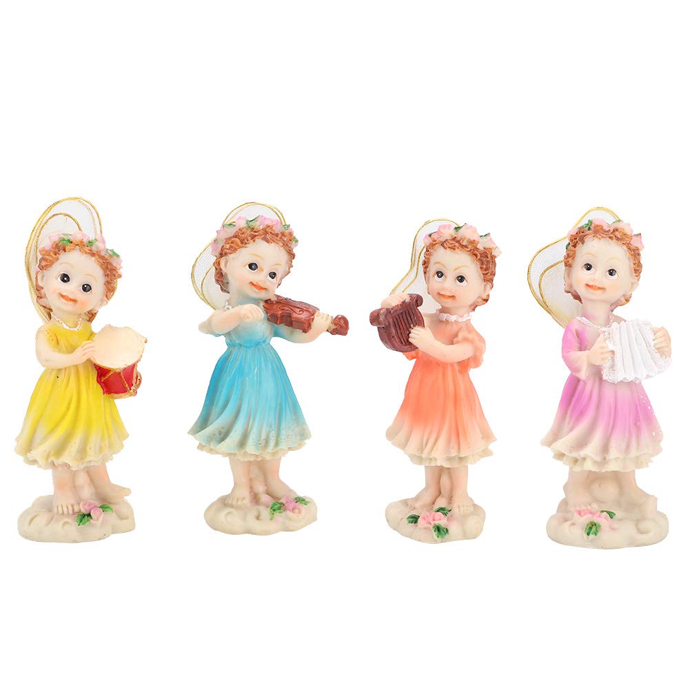 Restokki Garden Figurines Garden Statue Outdoor Decor, 4pcs Lovely Resin Garden Simulation Fairy Ornament, Yard Statues Landscape Decoration