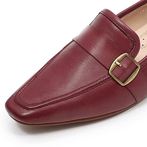 Image of Mona flying Women's Leather Square Toe Penny Loafer Slip on Office Flats
