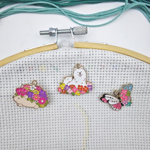 Image of 3pcs Flower Animals Themed Needle Minder, Needle Minder Magnetic, Needle Holder for Cross Stitch, Sewing,Enamel and Magnetic - Keep Your Needles Secure