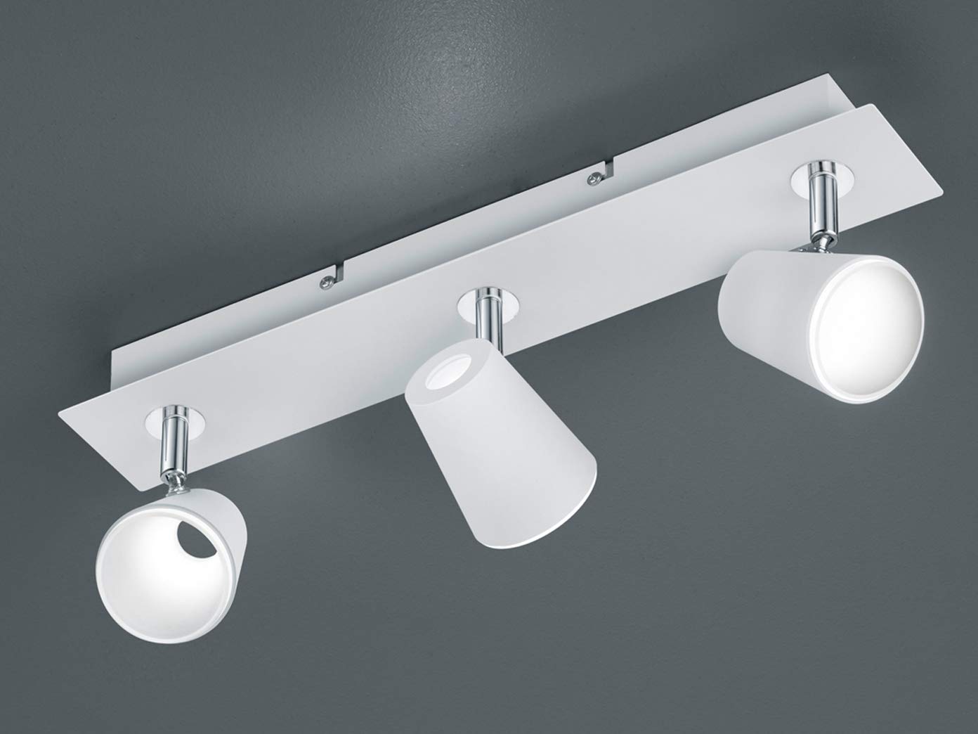 Trio 873110331 - Foco LED de 3 bombillas, 6 W, 550 lm, 3000K metal estera blanca IP20, color blanco