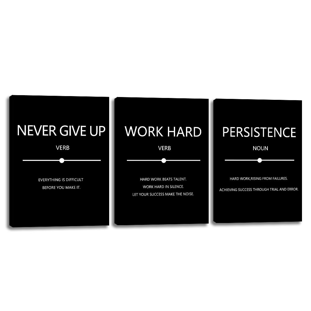 Framed Wall Art Inspirational Wall Art Canvas Poster Wall Decor Motivational Wall Art Hustle Poster Office Wall Decor Positive Success Quotes Pictures Framed for Living Room Bedroom(36''Wx 16''H)