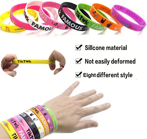 24 pack Tik Tok Silicone Bracelet Music wristbands Toys For Party Supplies Themed Tik Tok Famous Party Favors for Adults and Kid