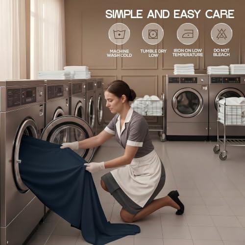 Image of 10-Pack Hotel Queen Sheet Set, Soft Brushed Microfiber Hotel Sheets, Hotel Quality Bedding,Deep Pocket, Shrink & Fade Resistant, Easy Care, Navy