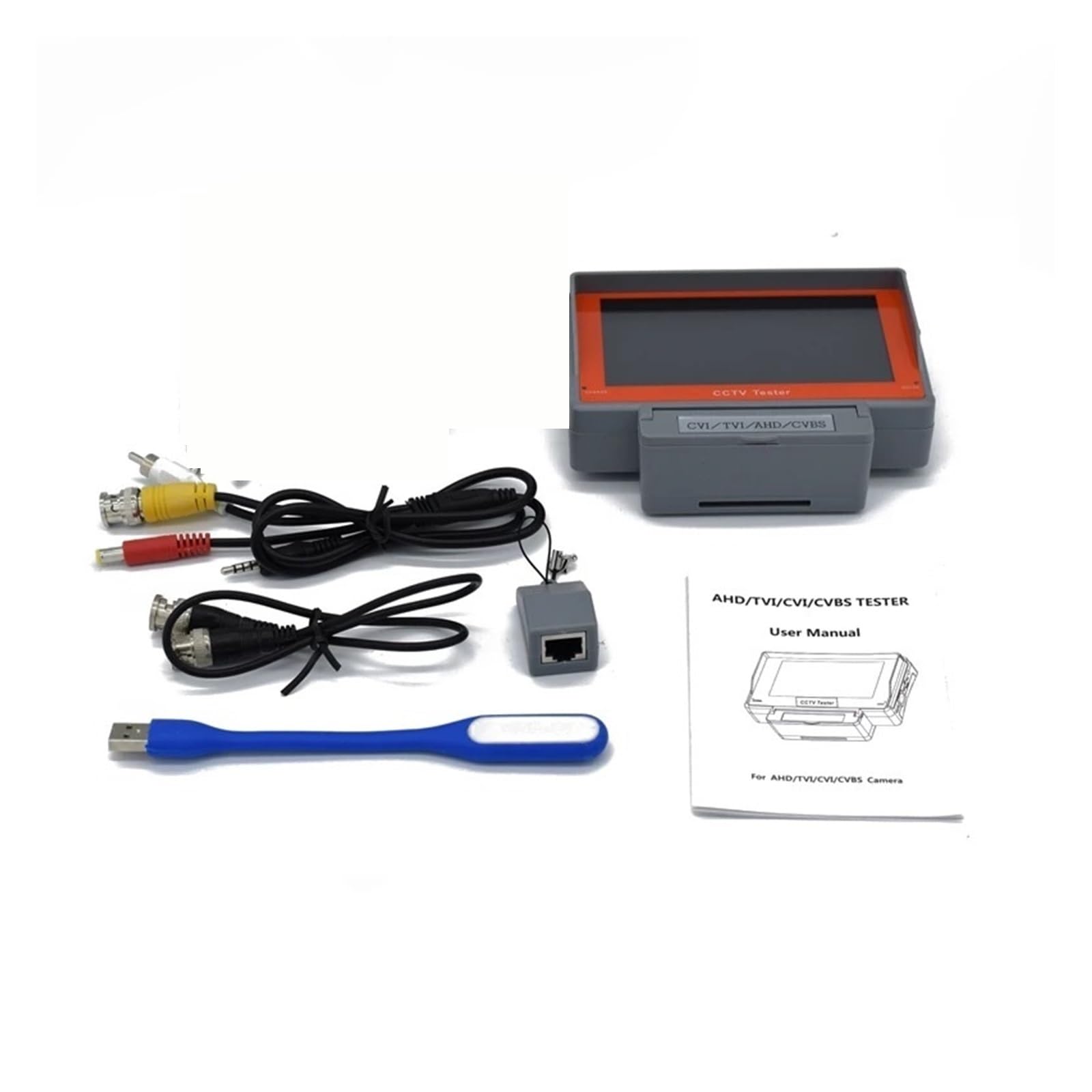 Tester for monitor CCTV 4 in 1 HD da 5 pollici, tester analogico, coassiale AHD TVI CVI, test cavo for telecamera di sicurezza analogica da 8 MP, DC12V