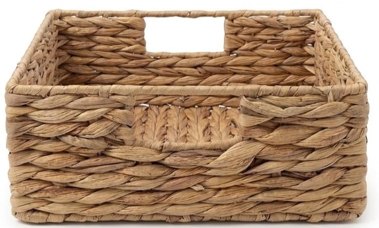Natürlicher Aufbewahrungskorb aus Wasserhyazinthe Handgeflochten rechteckig | Stilvolle Ordnung für Zuhause | 28 × 28 × 11 cm (1)