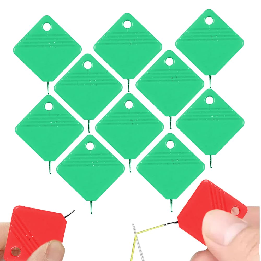Automatic Needle Threader,2024 New Sewing Machine Needle Threader,Plastic Needle Threaders,Square Shape Easy Needle Threaders Tool (Green-10 PCS)