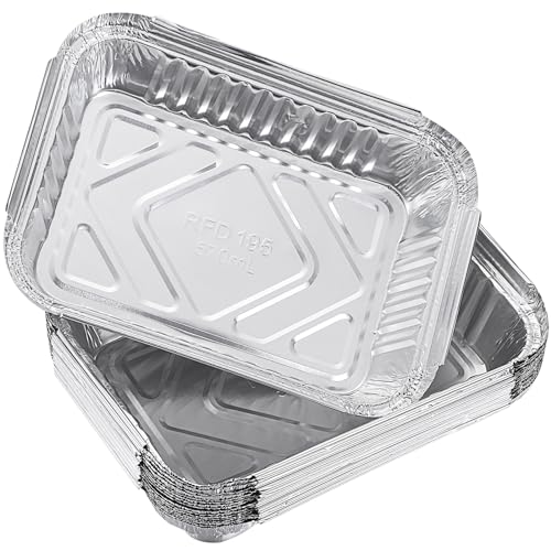Yardwe 30 Stück Alu Grillschalen Einweg (570ml), Aluminium Tropfschale für Grill, Rechteckige Tropfschalen Backform zum Kochen und Braten, 19,5x14,4x4cm
