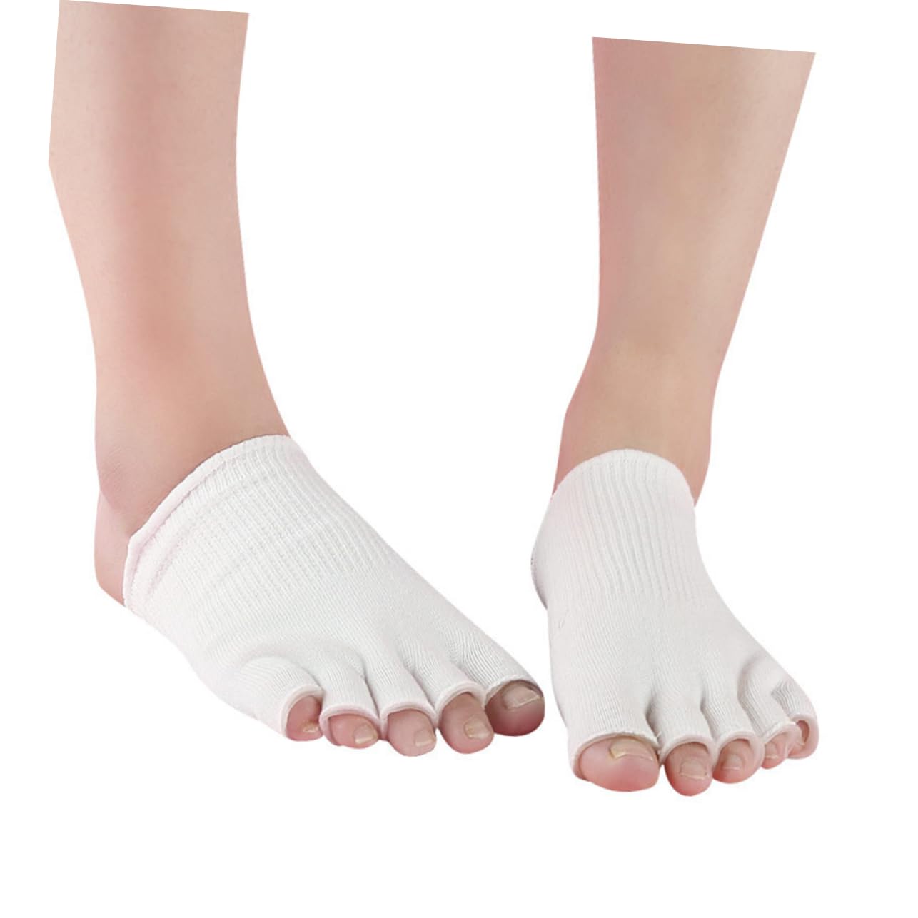 minkissy 1 Pair Foot Care Supplies Fingerless Gloves Foot Moisturizing Socks Big Toe Separators Open Toe Gel Socks Men Dry Cracked Heels Socks Gel Socks for Feet Five Toe Gel Socks White