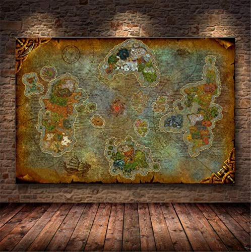 ZKPWLHS Impressions sur Toile Poster 1 Pièces De Carte De World of Warcraft 8.0 sur Art Mural en Toile HD Décoration De La Maison (40X60Cm) sans Cadre