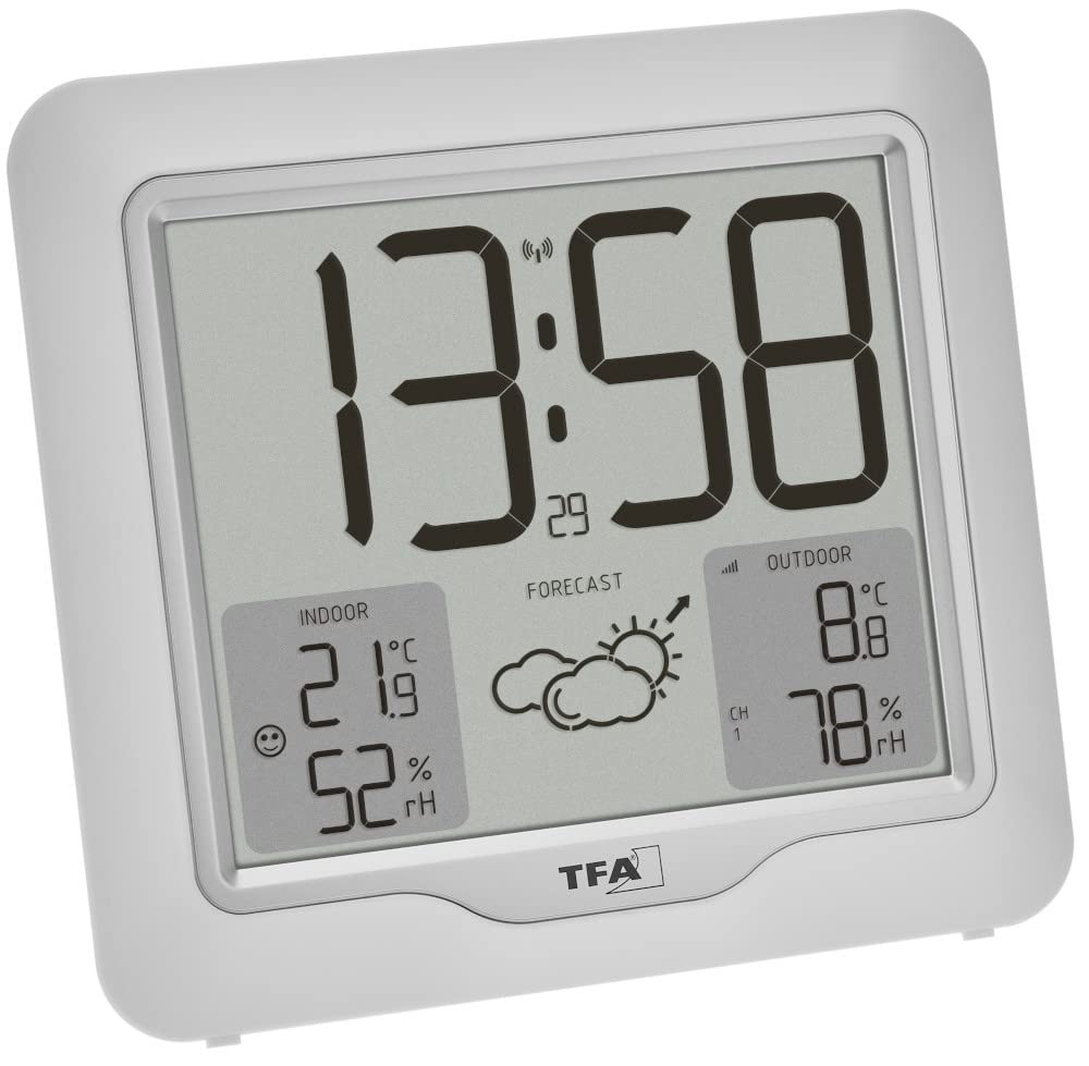 TFA Dostmann stazione radio meteo digitale METRO PLUS, 35.1164.02, incl. trasmettitore esterno, temperatura e umidità, previsioni meteo con tendenza alla pressione atmosferica, ampio display, bianco