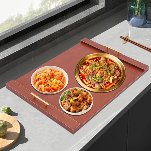 Cubierta de Estufa, Tabla Cubierta para Estufa de Gas, Tabla para Estufa con Mango, Bandeja de Madera, Bandeja de Ático, Bandeja para Servir, Tabla de Cortar para Cubrir Fregadero de Cocina, Cubiertas para Cocina (Marrón) miniatura 3