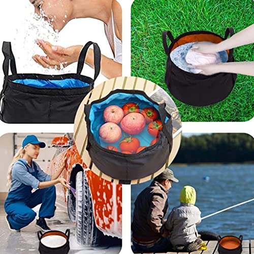 Lot de 3 seaux pliables de 7,6 litres – Lavabo pliable portable avec poignée, idéal pour le camping, la pêche et les activités de plein air
