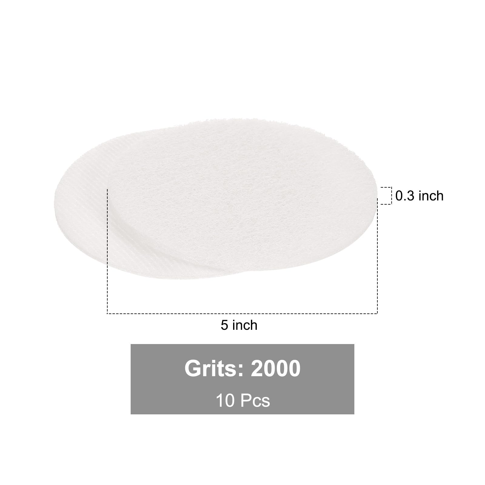 sourcing map Lot de 10 tampons à récurer en nylon de 12,7 cm, grain 2000, disques à récurer pour perceuse - Blanc