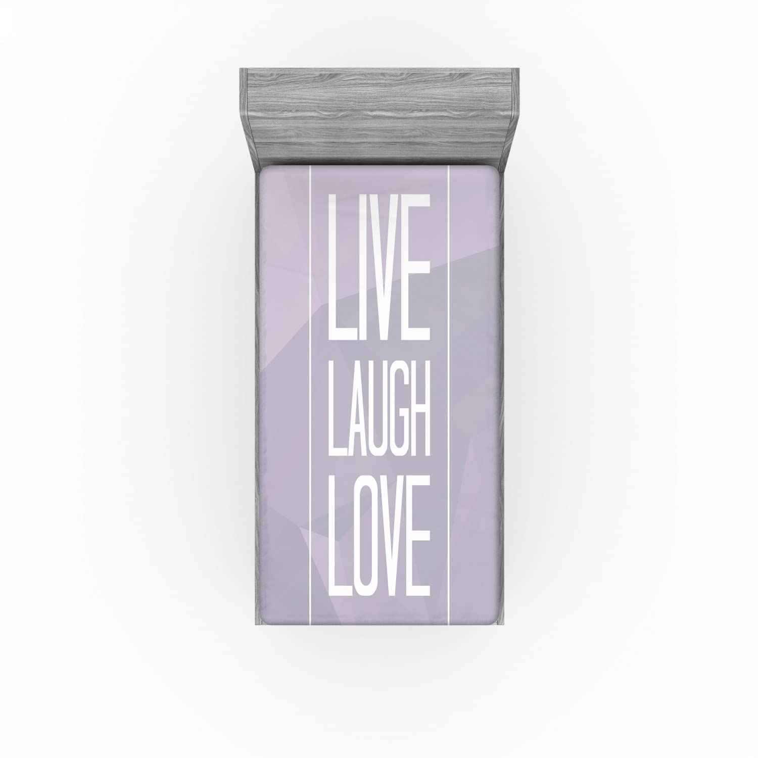 Ambesonne Live Laugh Love 2 Pack Fitted Sheet, Greyscale Words, Bed Cover All-Round Elastic Deep Pockets 2 Pieces, Package Contains 2 Twin XL Size Fitted Sheets, Grey White