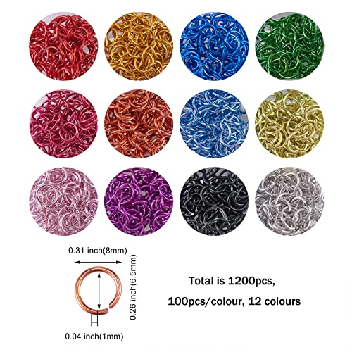 UR URLIFEHALL 1200 Pcs 12 Colours 18 Gauge Aluminium Open Jump Rings O Rings Connectors for Choker Crafts Chain Maille Jewellery Making - Image 2