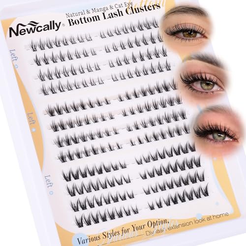 Bottom Lash Clusters Natural Look 4-7MM Lower Lashes CC-Curly Bottom Eyelashes Individual Lashes 3 Styles Left and Right Lashes Clusters DIY Lash Extension at Home Easy Application by Newcally