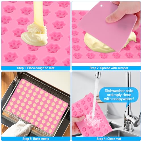 Alitree Silikon Backmatte Hundekekse, Antihaftend DIY Backform Haustier Snacks, Für Hundeleckerlies Backmatten Kekse Schokolade, Mit Knochenform Klauenform Halbkugel Backpinsel Bürsten Und Teigmesser