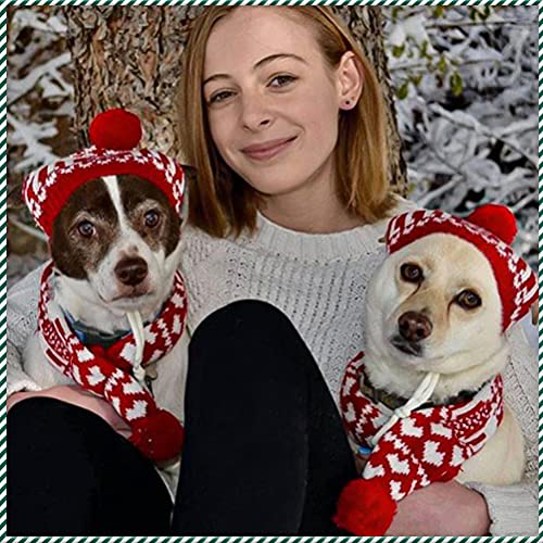 Dog Christmas Costume - Xmas Reindeer Scarf and Hat Set Party Accessories Knit for Pet Kitty, Small to Large (S) - Image 7