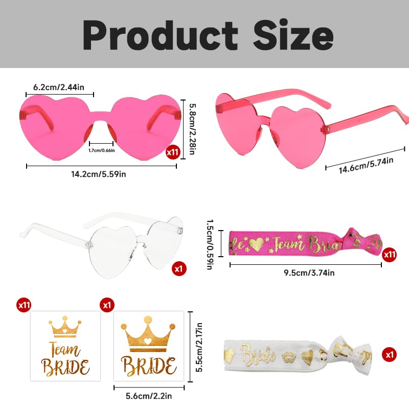 Kit Mariage Fun - 12 Lunettes Cœur + Bracelets Mariée + Autocollants - Accessoires EVJF Fête