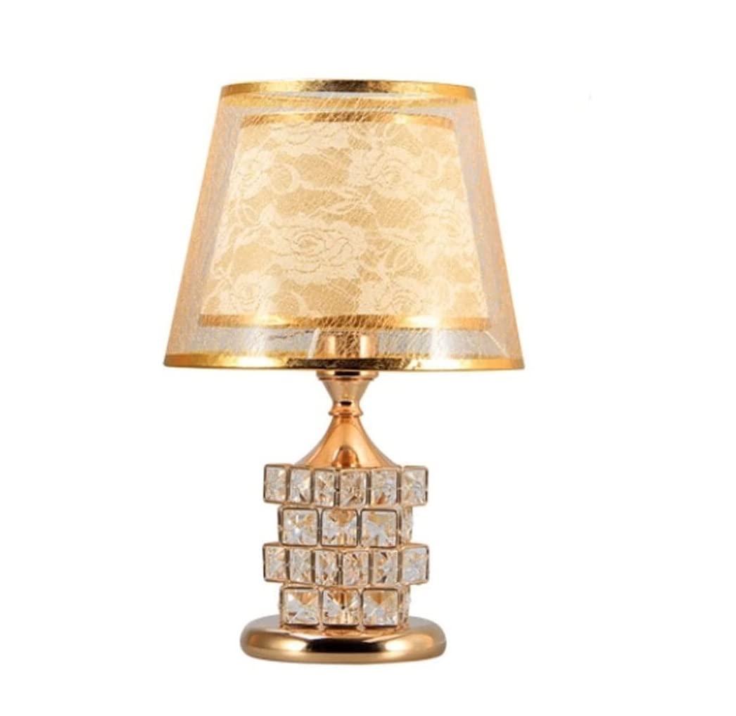 Lampka nocna Lampa Stołowa Z USB Kryształowa Lampka Nocna LED Lampa Biurkowa Do Sypialni Salon Lampka Nocna Do Pokoju Weselnego PVC E27 lampa stołowa (Color : A-Gold, Size : Remote switch)