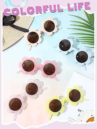 Image of Kanayu Summer Flower Sunglasses for Women 5.71 Inch Round UV Protection Adults Daisy Sunglasses Decor for Beach Party Gift