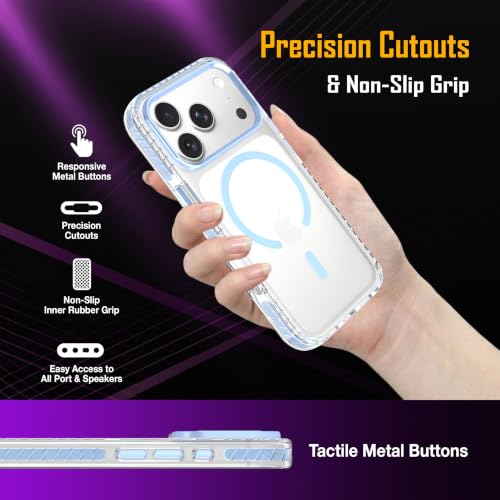 Image of Zapcase Crystal Clear Back case for iPhone 17 Pro | PC Back | TPU Bumper with Inner Rubber Grip | Metal Camera Guard Bezel | Metal Buttons | Scratch Resistant | 2 Layer Edge Protection | Light Blue