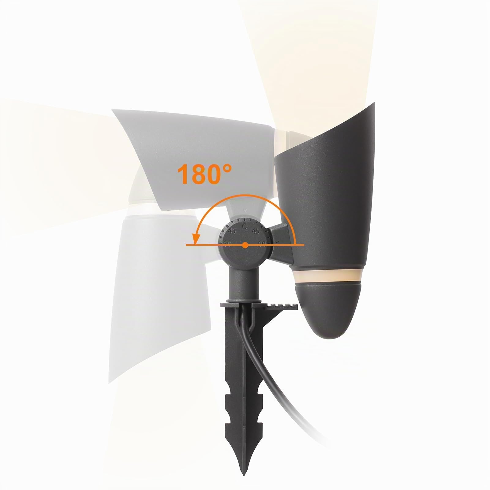 DAWALIGHT Illuminazione da Giardino 10W 800lm Faretto LED con Picchetto 3000K Bianco caldo IP65 Impermeabile Faretto da Giardino per Esterni Prato Sentieri, Alluminio, Grigio scuro