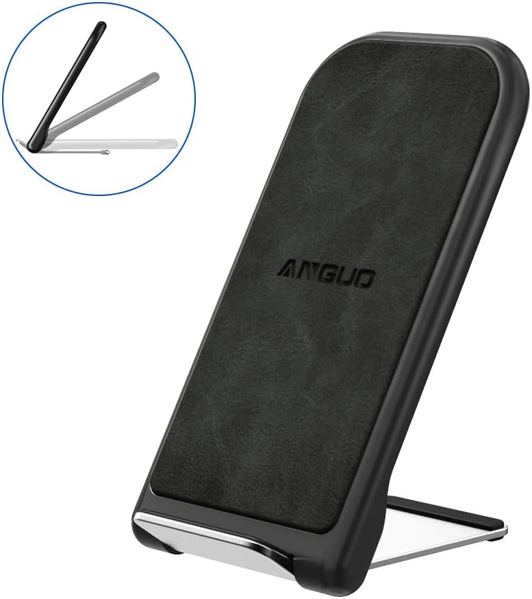 ANGUO Wireless Charger, Qi-Certified Wireless Charging Stand Compatible with iPhone Xs MAX/XR/Xs/8/X/8 Plus, 10W for Samsung Galaxy S9/S9+ Note 8/5 S8/S8+ S7/S7 Edge and More(No AC Adapter)