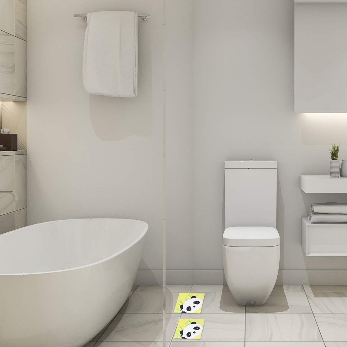 Cabilock 6pcs Cartoon Panda - Stickers for Bathtub Self-Adhesive Decals and Non- Grip for Bathroom Shower Pool and Home Use