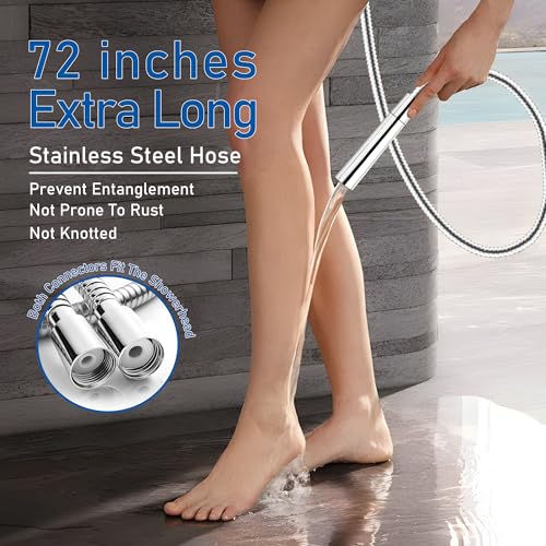 Keycozy Shower Hose for Handheld Shower Heads,72 inches Stainless Steel Shower Head Hose Replacement, Flexible Hose Extension with Brass Insert and Nut, Anti-Explosion Anti-Kink Leakproof - image 4