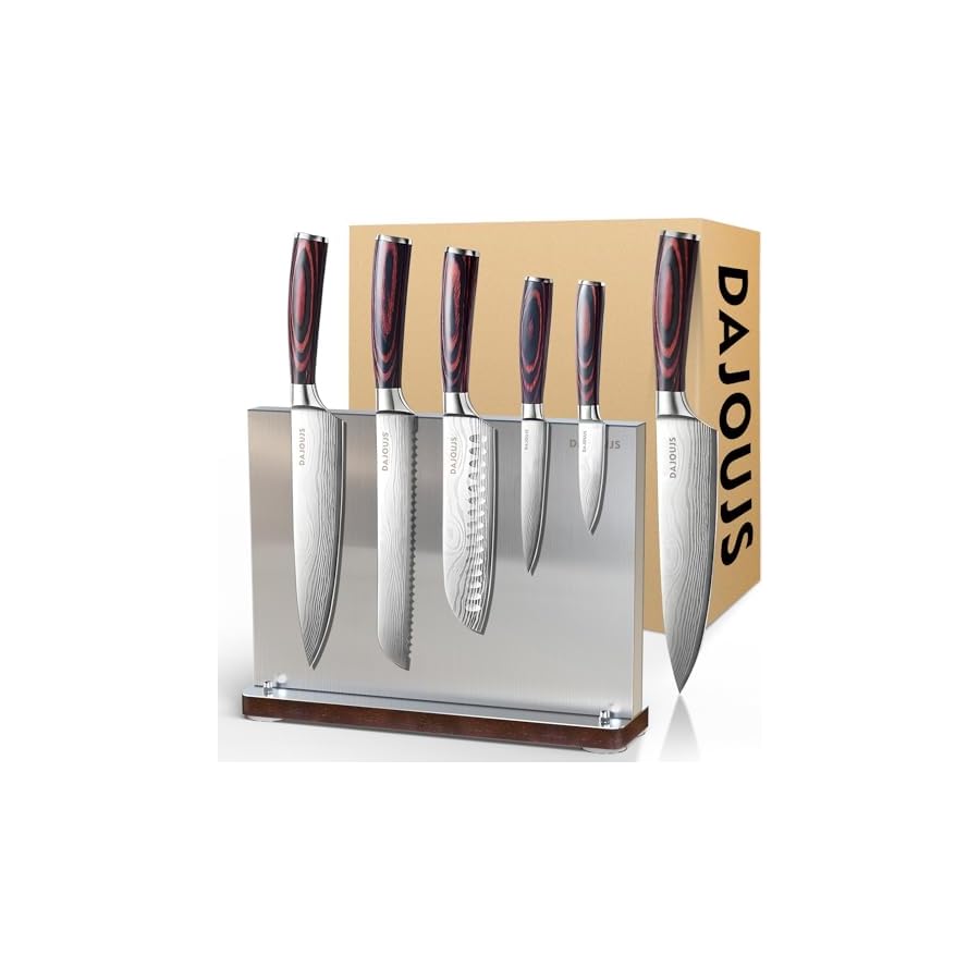 Kitchen-Knife-Set-With-Block-Chef-Knife-Block-Set-High-Carbon-Stainless-Steel-Knives-with-Magnetic-Knife-Block-Holder-Versatile-Knife-Block-Sets-for-Kitchen-Professional-Kitchen-Knives-Set-6-Pcs Kitchen Knife Set With Block: Chef Knife Block Set, High Carbon Stainless Steel Knives with Magnetic Knife Block Holder, Versatile Knife Block Sets for Kitchen, Professional Kitchen Knives Set - 6 Pcs