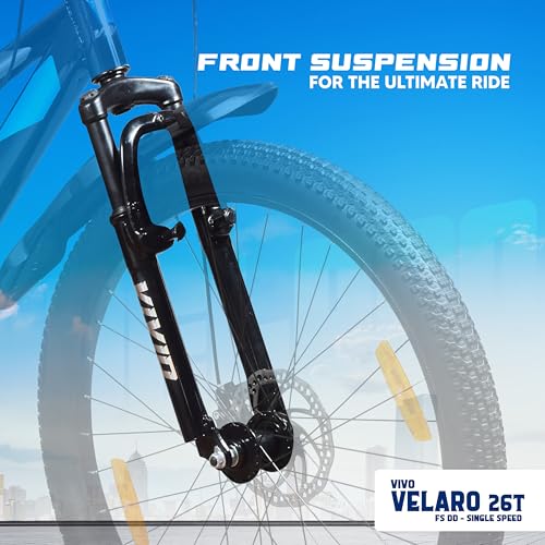 Image of Leader Vivid Valero 26T IBC Single Speed Cycle for Men with Front Suspension & Dual Disc Brakes | Bicycle for Men | City /Mountain Bike with Carrier & Steel Frame | Ideal for 10+ Years - Black