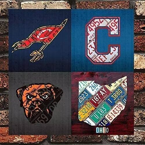 Sports Fan Recycled Vintage Ohio Vintage Retro Metal Wall Decor Art Shop Man Cave Bar Garage 12"x12" Sign image 2