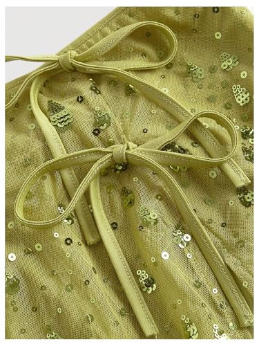 Verdusa Women's Plus Size Mesh Sequin Skirt Rave Club Bow Tie Slit Mini Skirts4