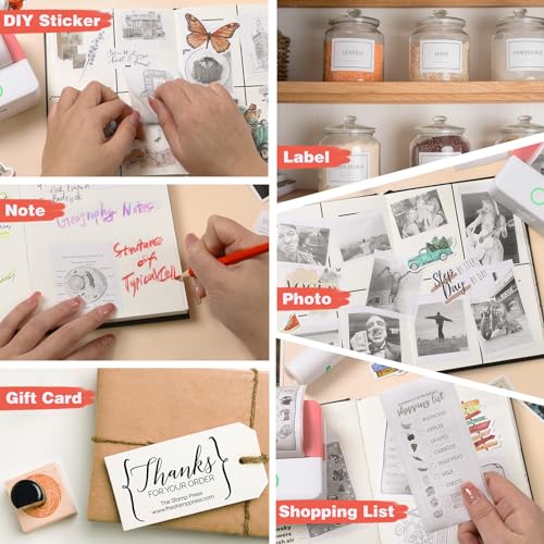 Mini impressora térmica, máquina de adesivos portátil sem tinta, impressora Bluetooth para telefone,