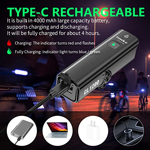 Eclairage-Velo-1200-Lumens-Phares-de-Cyclisme-etanches-IPX6-Lampe-Velo-Rechargeable-4000mAh-Lumiere-de-velo-intelligente-pour-les-trajets-quotidiens-VTT-prend-en-charge-linstallation-inverse