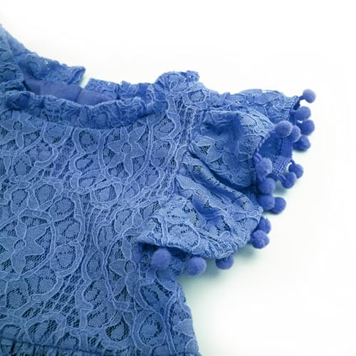 Image of BGFKS Baby Girl Tutu Dress Elegant Lace Pom Pom Flutter Sleeve with Flower Headband Set