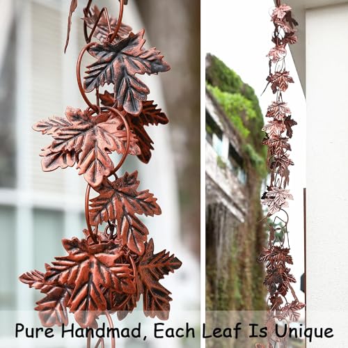 Aifeorzo Maple Leaf Rain Chain, 8.5 Feet Rain Chains for Gutters Downspouts by Aifeorzo - Image 3