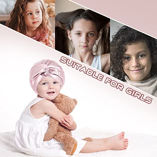 Arqumi 1 Pack Double-Layer Satin Hair Bonnet For Kids, Adjustable Drawstring Hair Cap Sleep Bonnet For Girls Child, Pink #TOP4