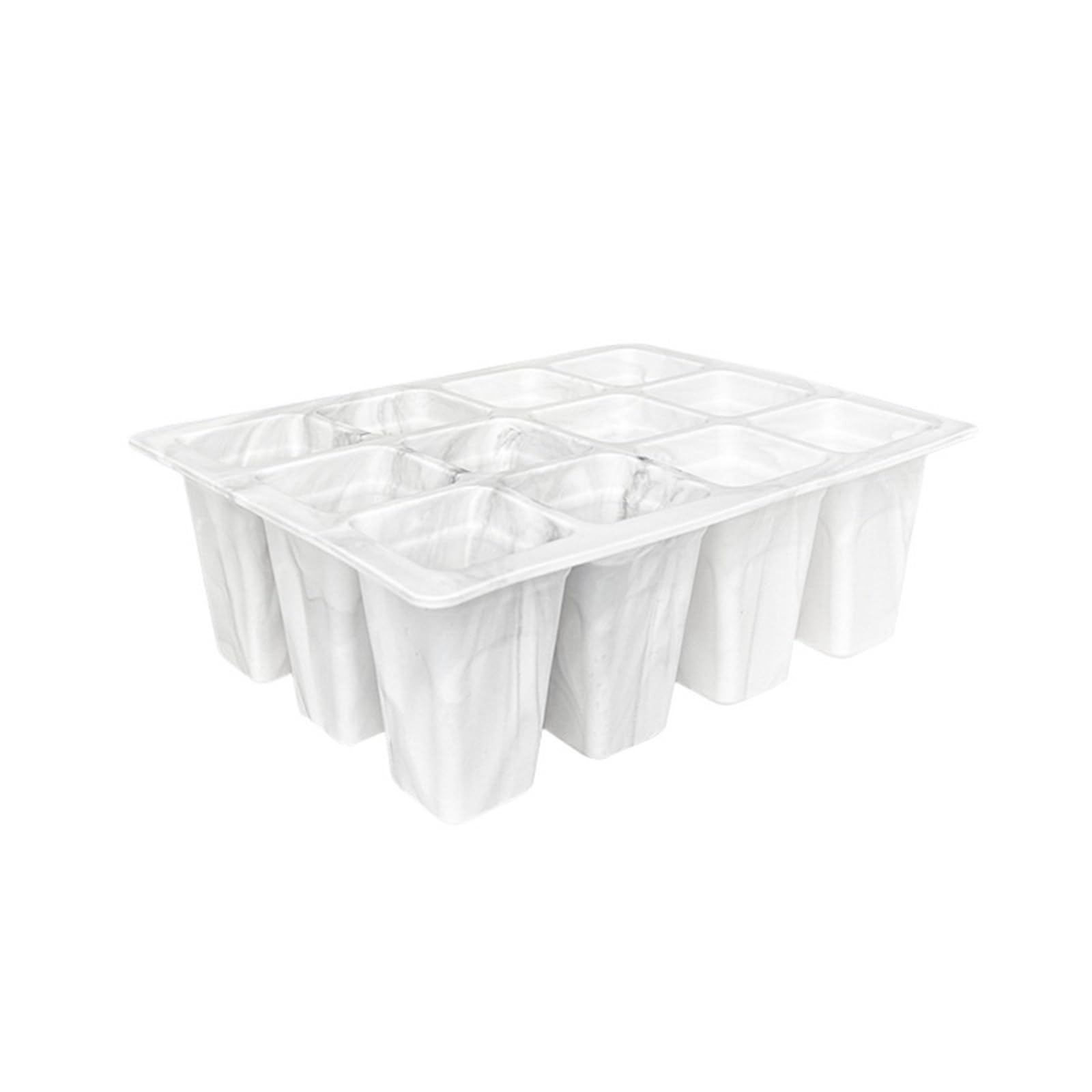 Anzuchtschale 9 quadratische Silikon-Samenkeimungsschale mit Karomuster und Drainagelöchern, Gewächshaus-Sämlingsbehälter, Blumentopf für Pflanzen(White)