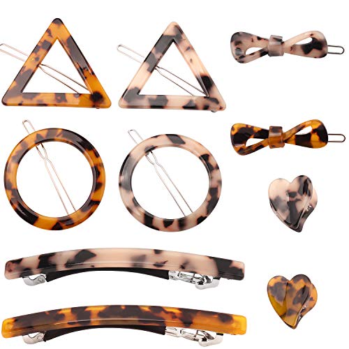 Acrylic Resin Hair Clips Barrettes Set Leopard Geometric Hair Pins, for Party Daily Hair Styling, Women Girls 10 Pcs
