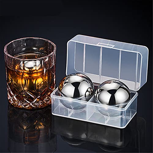 Set of 2 Stainless Steel Ice Cubes with Box, Reusable Balls 2.2