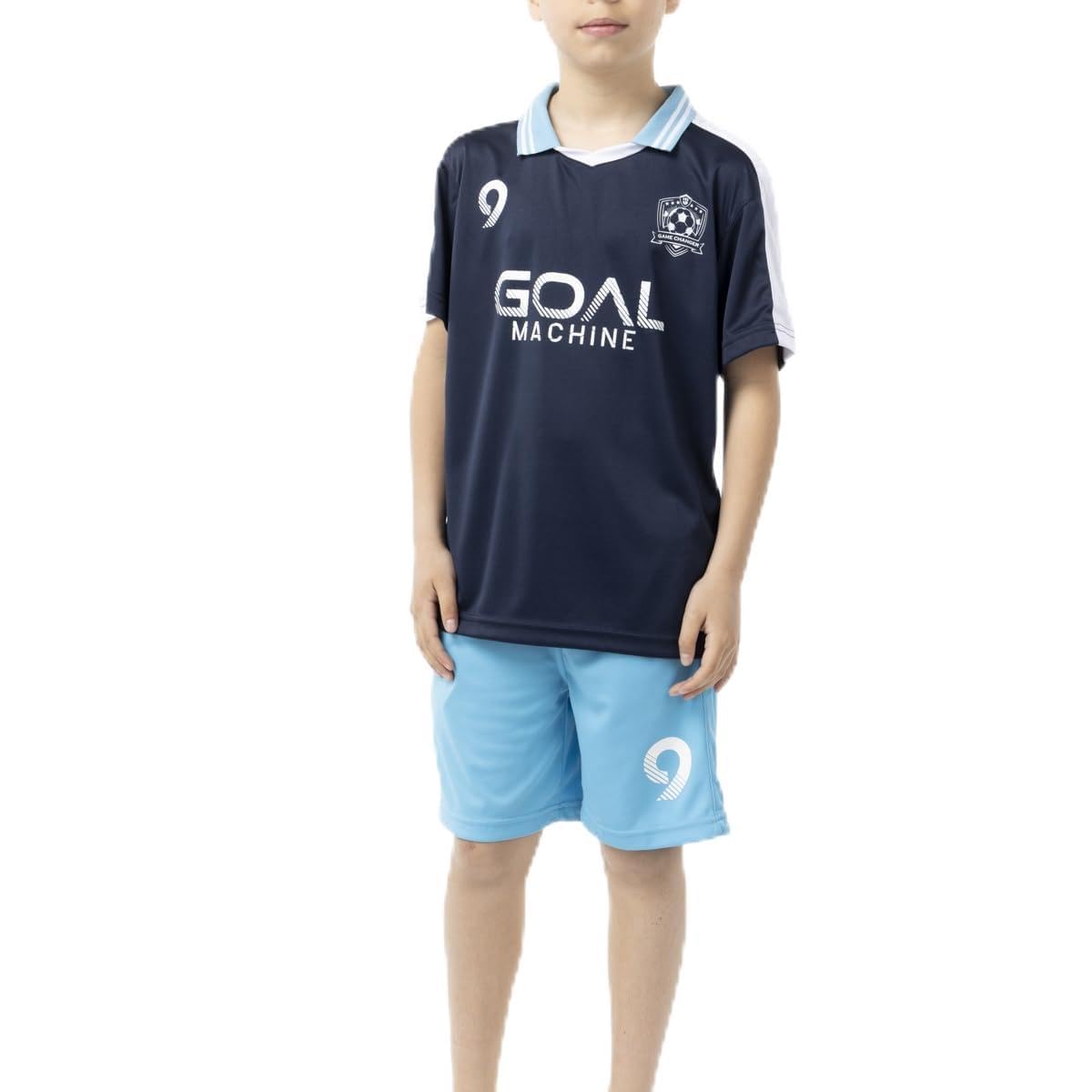 Set Sportivo Bambino Calcio, Tuta da 2 Pezzi, Set Maglietta a Maniche Corte con Collo Speciale e Pantaloncini con Tasche Sportive - Taglie da 6 a 14 anni