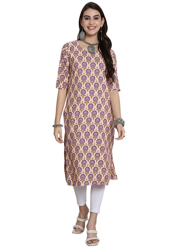 Image of 7Threads Kurti for Women|Kurti|Kurta|Kurta for Women|Crepe Kurti|Printed Kurta|Crepe Straight Kurti Kurti