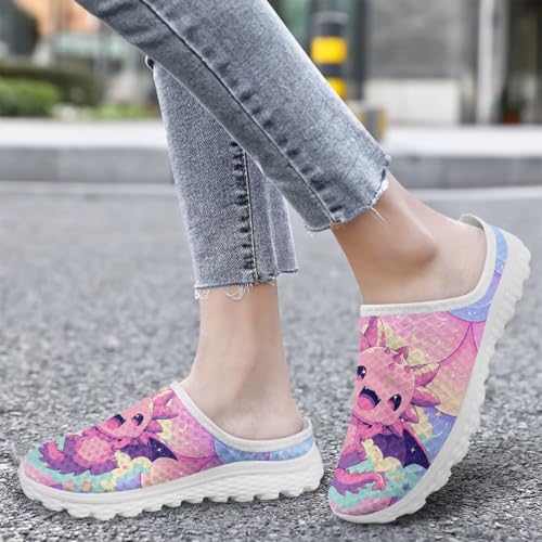 Womens Slip On Walking Loafers Lightweight Mesh Shoes Elastic Open Back House Casual Shoe Size 6-13.5 White Sole3