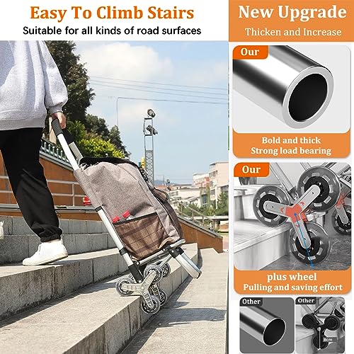 SADOMAIN Aluminium Einkaufstrolley Treppensteiger, Tragfähigkeit 60 kg, Trolly Einkaufswagen Klappbar mit 6 Räder und Abnehmbare Tasche 60L, Wasserdicht (A) – Bild 7
