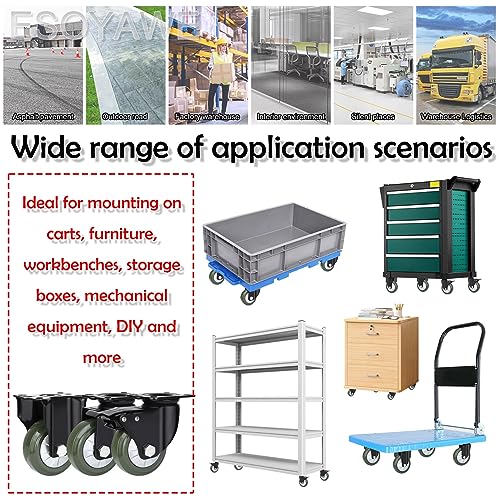 ヘビーデューティ工業用キャスター パンク防止ホイール 4パック 3インチ 4インチ 5インチ 6インチ ダブルボールベアリングラバー