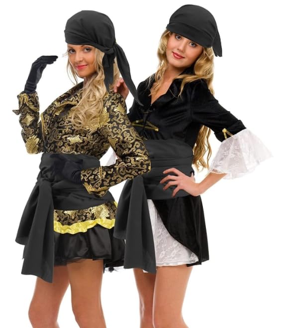 KOMUNJ Pirate Accessories Set, Pirate Headband Waist Belt with Eye Patch Necklace - Image 4
