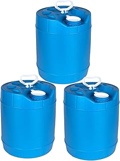 5 Gallon Round Closed-Head Plastic Jugs, with Screw Cap, Blue