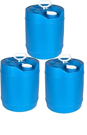 5 Gallon Round Closed-Head Plastic Jugs, with Screw Cap, Blue